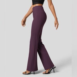 Halara Flex High Waisted Back Side Pocket Slight Flare Work Pants Nights Purple